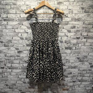 EUC ASOS Design Cami Mini Sundress Black w/ Raw Daisy Print size 4